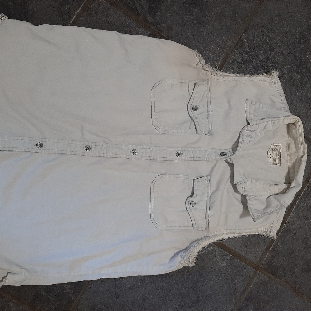 Light denim button up vest